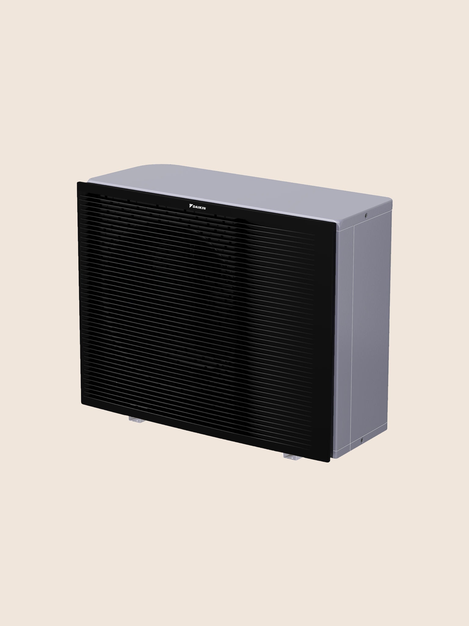 Vorderansicht von rechts des Außengeräts DAIKIN Altherma 3 R MT W, einer Luft-Wasser-Wärmepumpe für mittlere Vorlauftemperatur