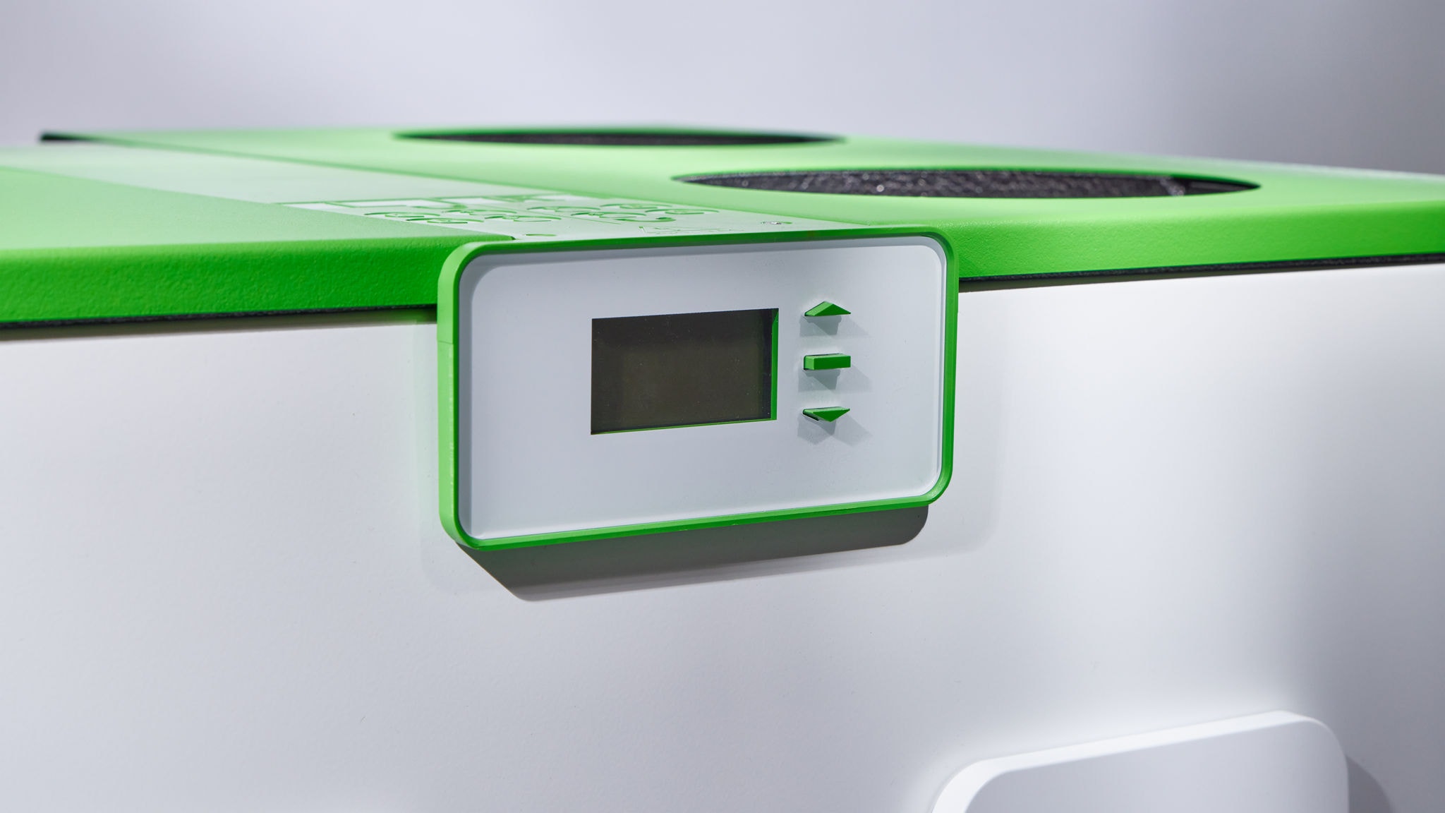 Front view packshot of Daikin's new DucoBox Energy Comfort Plus. This is a smart centralised heat recovery ventilation unit (CHRV) .