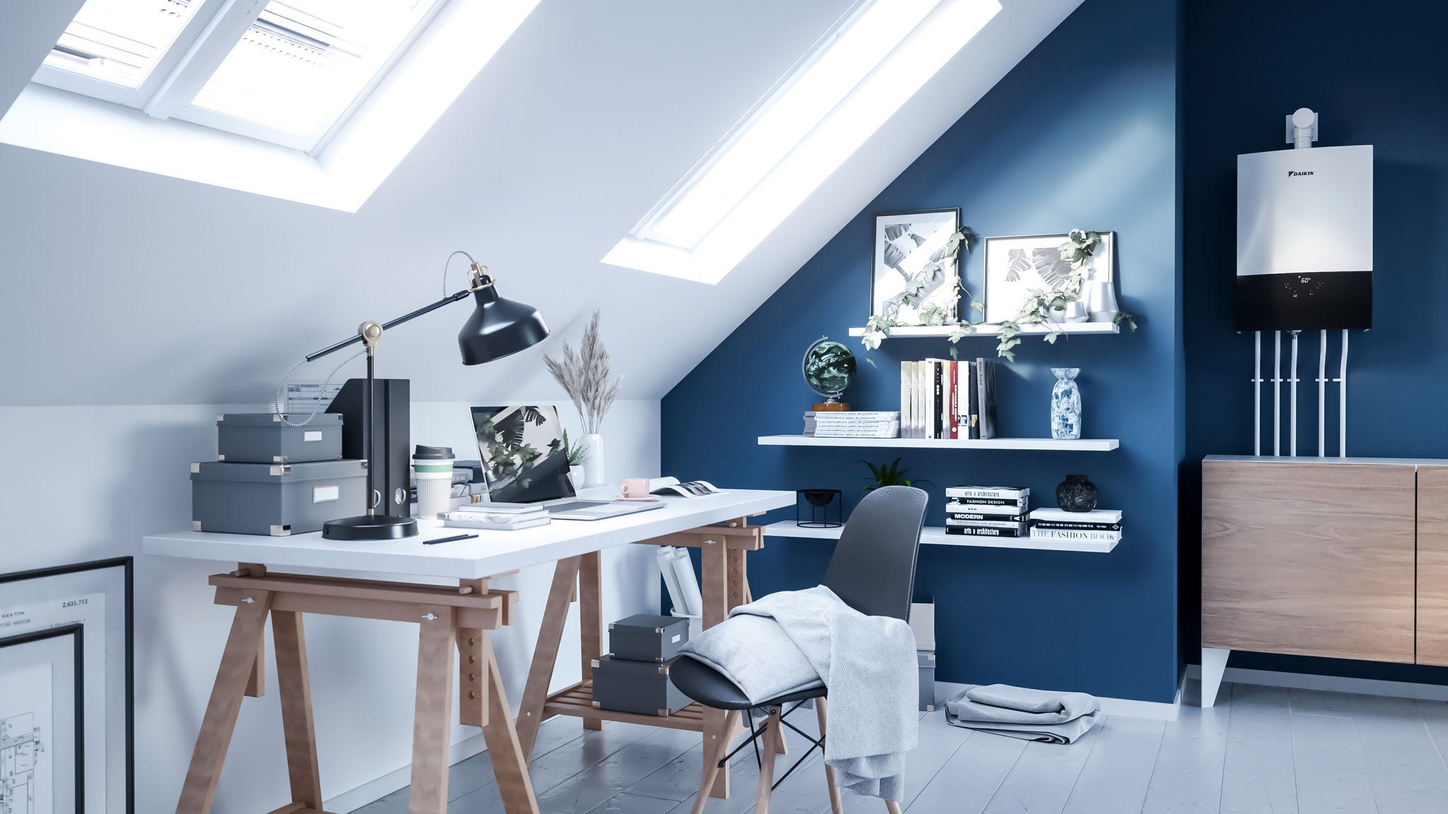 Innengerät eines Gas-Brennwertkessels in einem Studentenzimmer